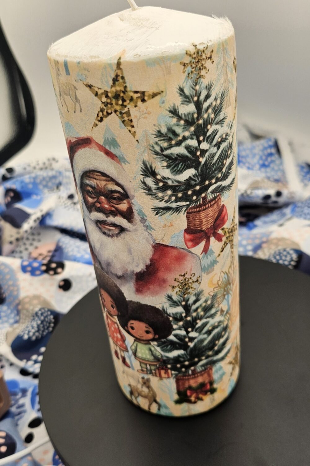 Black Santa Christmas Candle