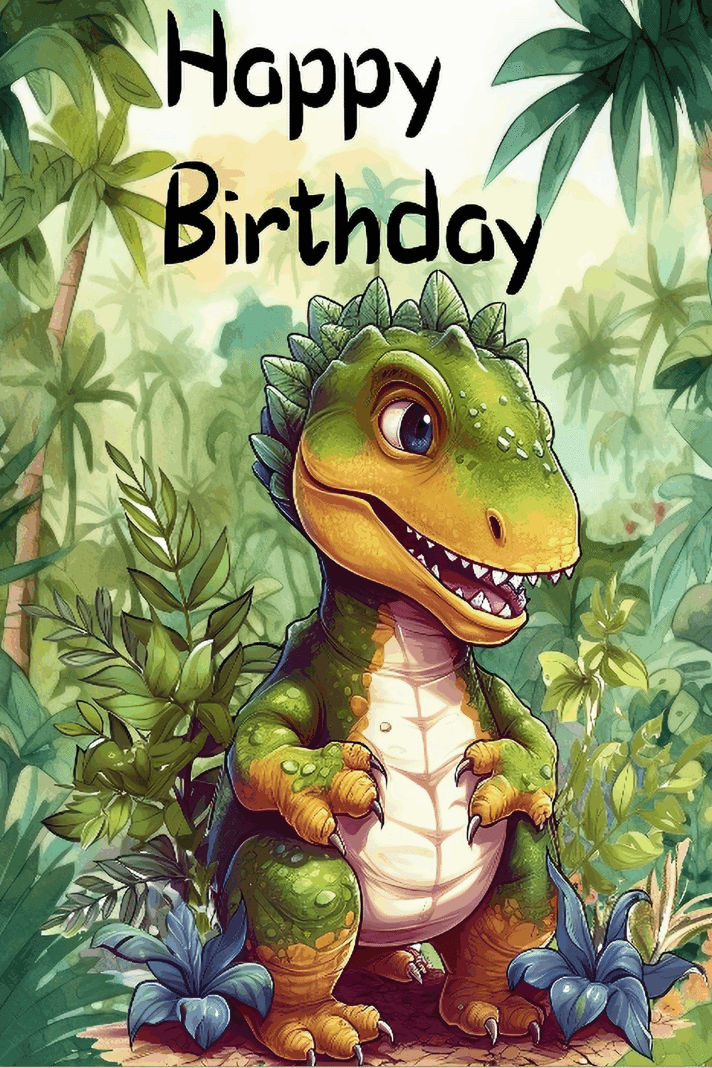 Dinosaur Jungle Adventure Birthday Gift Set-8x10 Jungle Art Print+Matching Card