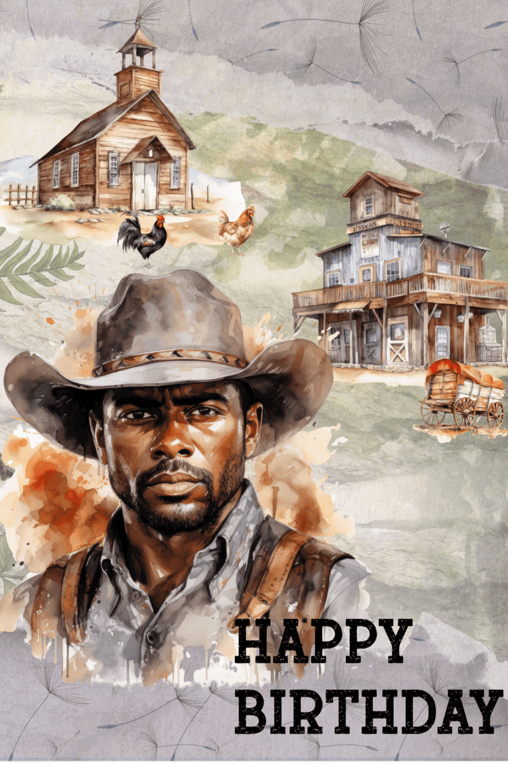 Western Series - Happy Birthday Card -Rustic