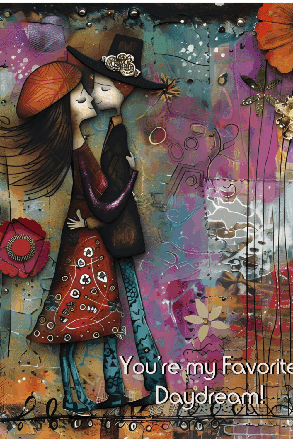 Whimsical Couple Greeting Card-Funny Love Card
