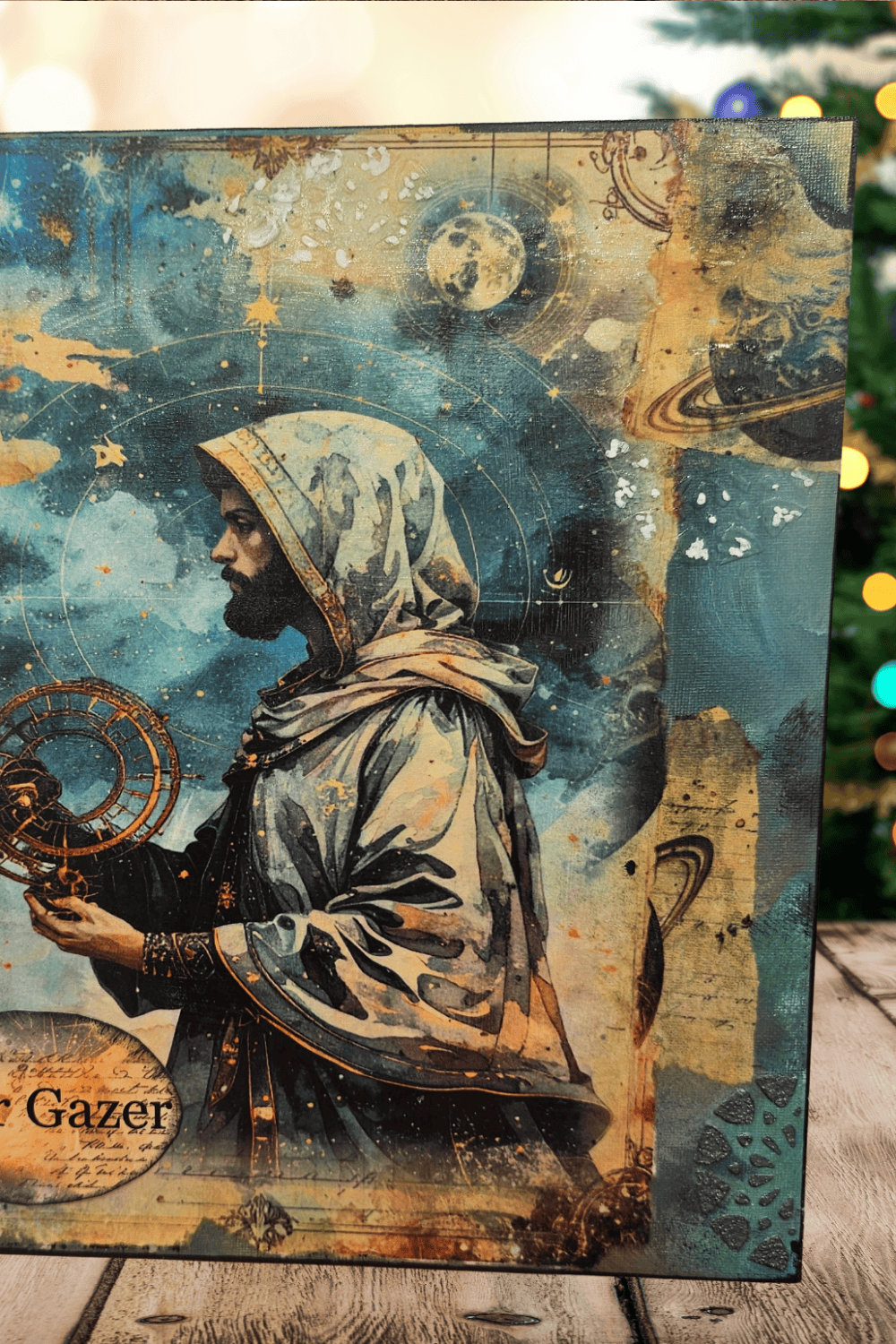 Star Gazer Wall Art | Celestial Canvas 12x12
