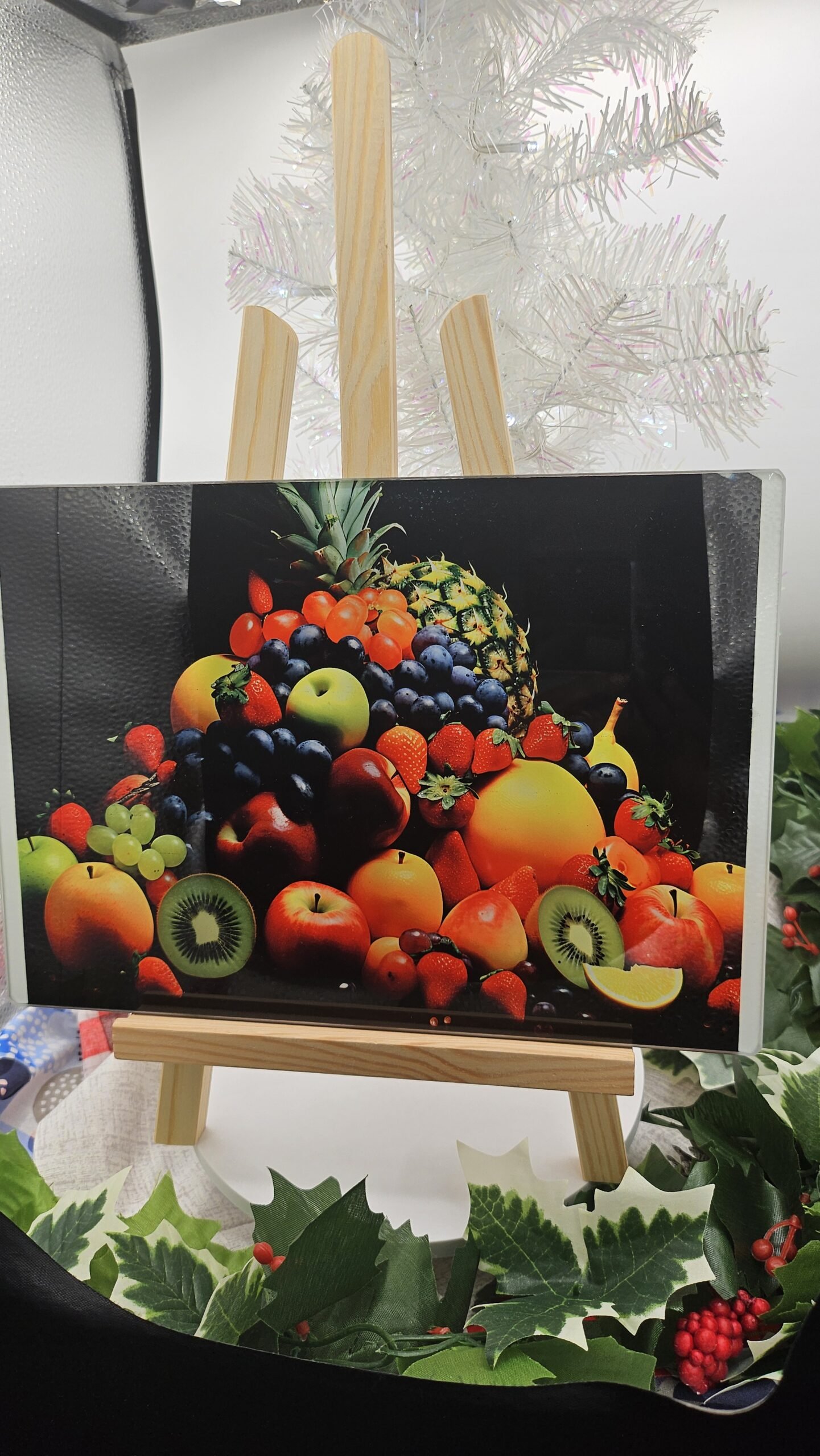 Colorful Fruit Cutting Board – Christmas Kitchen Décor | Festive Gift | Holiday Serving Board