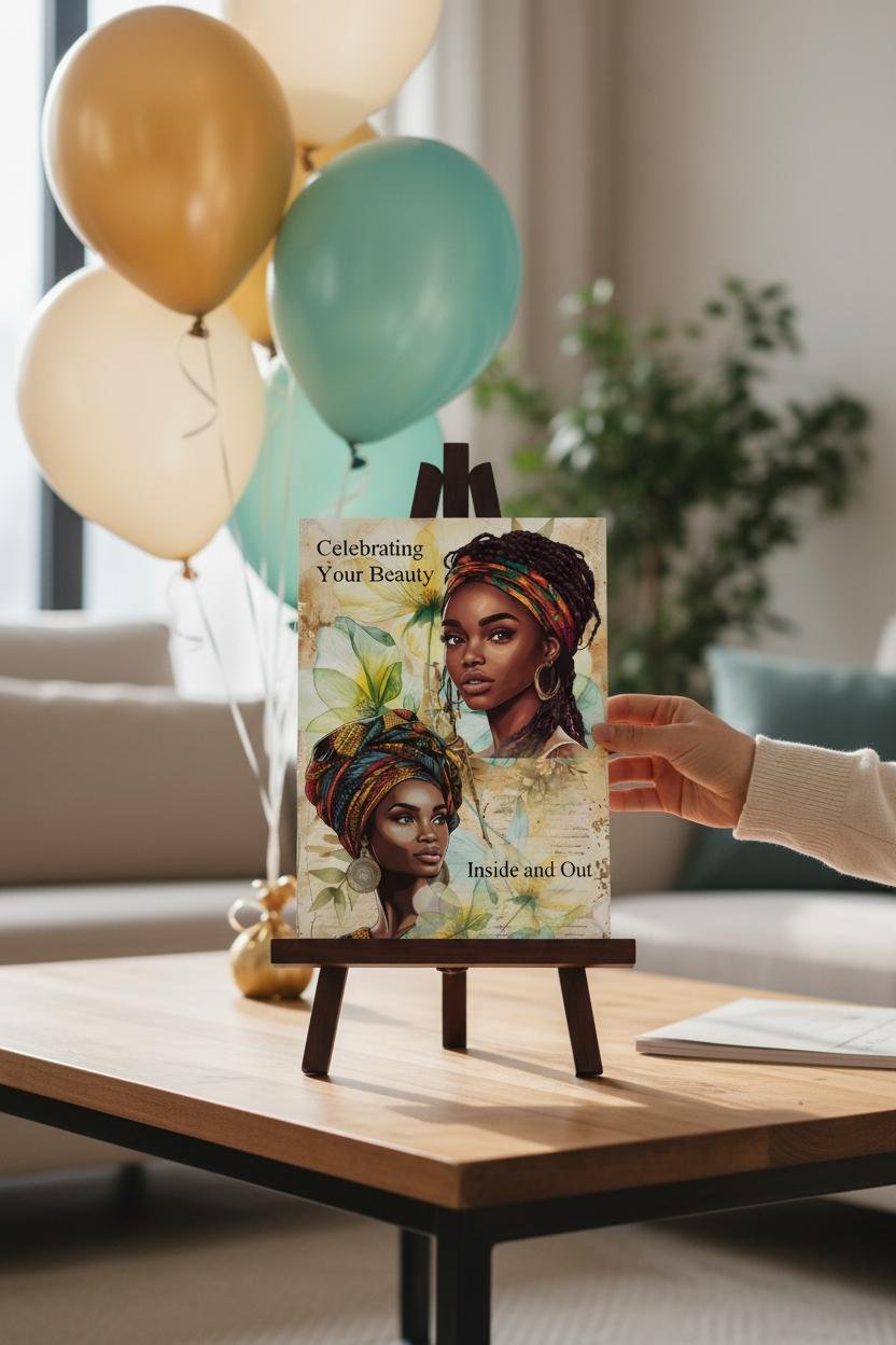 Elegant Black Woman Art Birthday Card – African American - Image 2