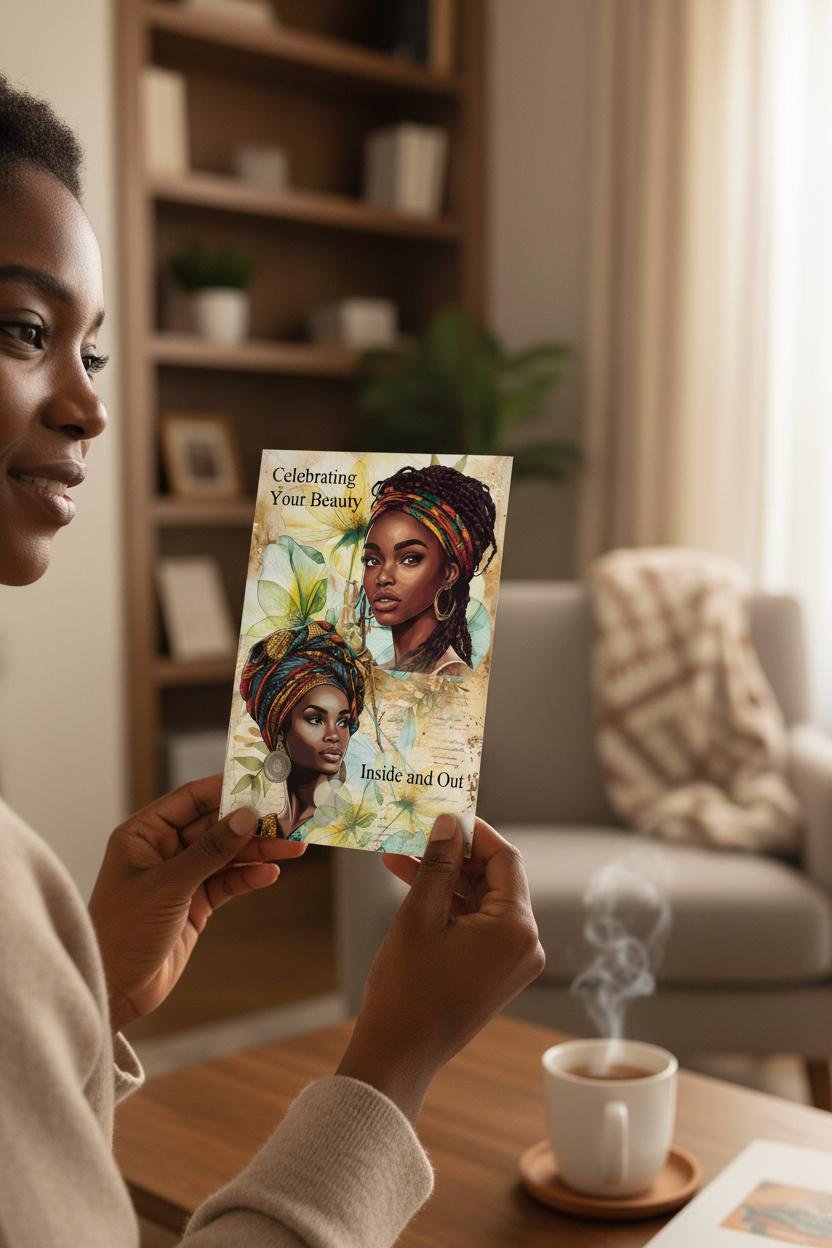 Elegant Black Woman Art Birthday Card – African American - Image 4