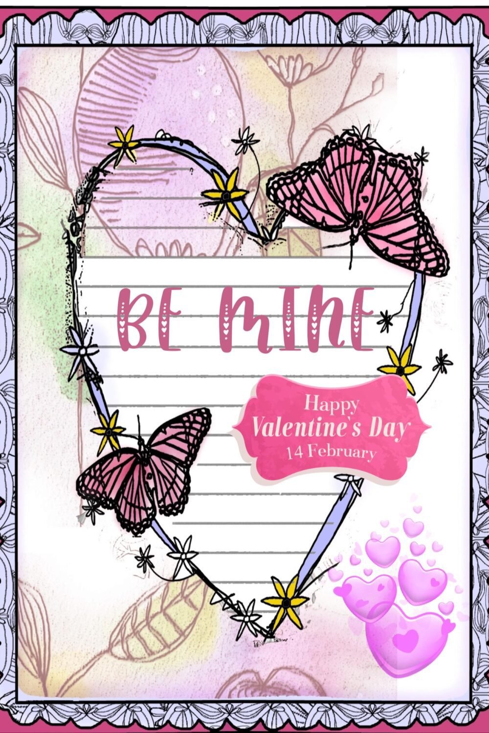 Handmade 'Be Mine' Valentine's Day Card – Romantic Art Greeting
