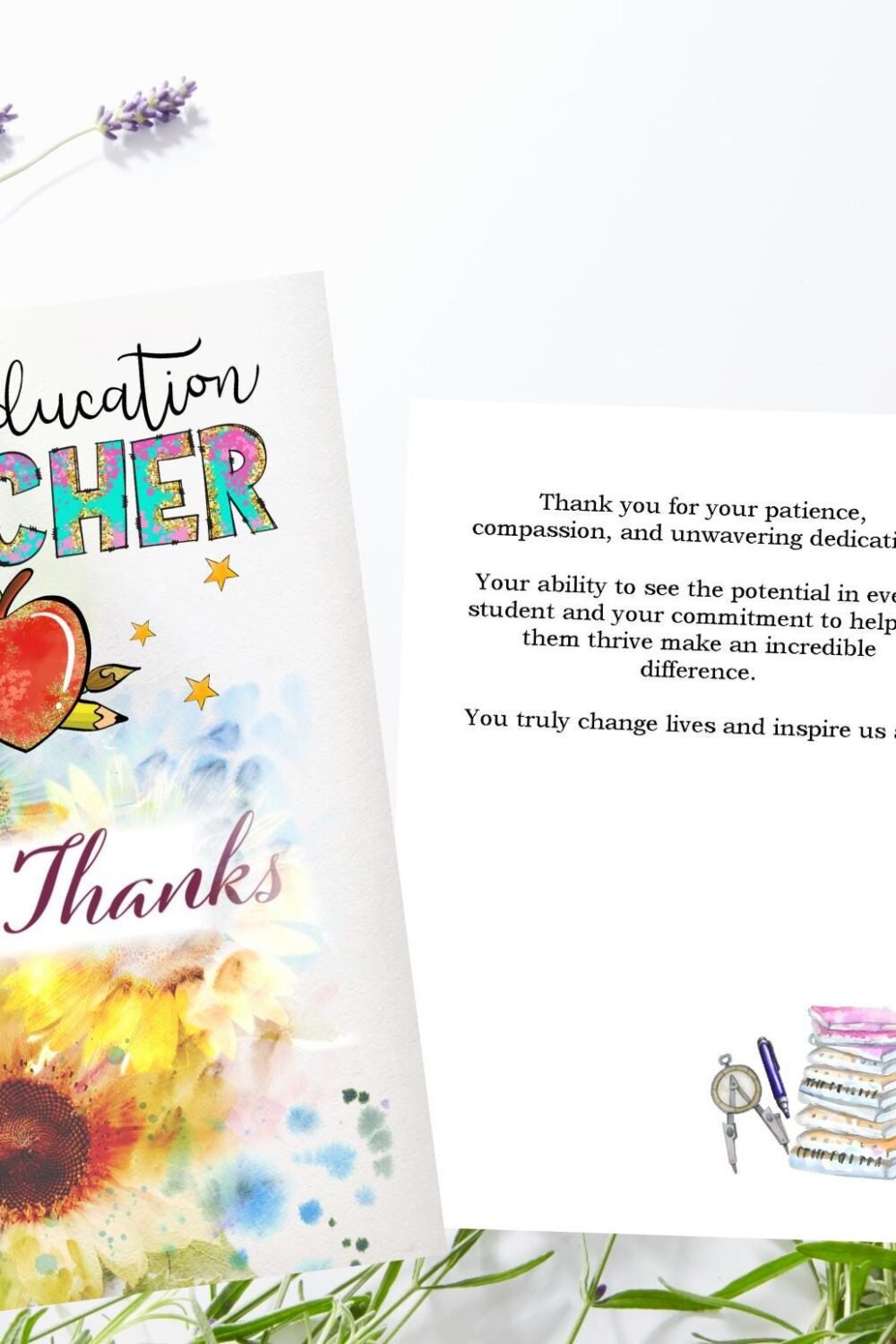 Teacher Appreciation Greeting Card: Handmade Thank You Note
