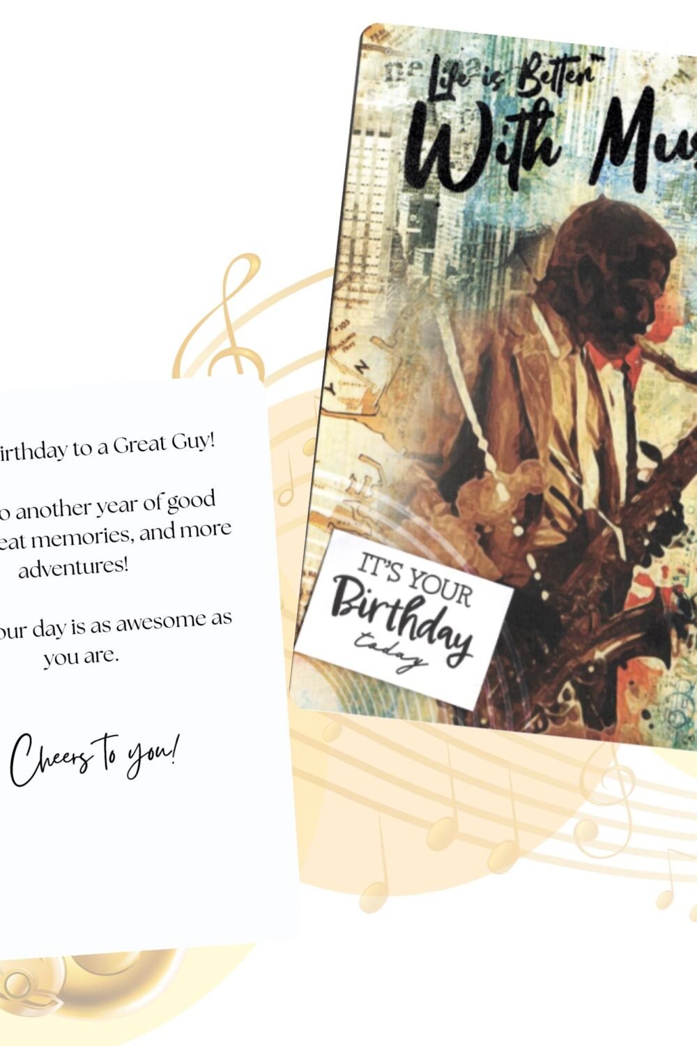Jazz Musician Playing Birthday Greeting Card