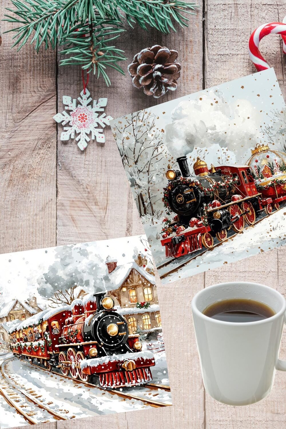 Vintage Christmas Train Coasters: Festive Holiday Table Decor