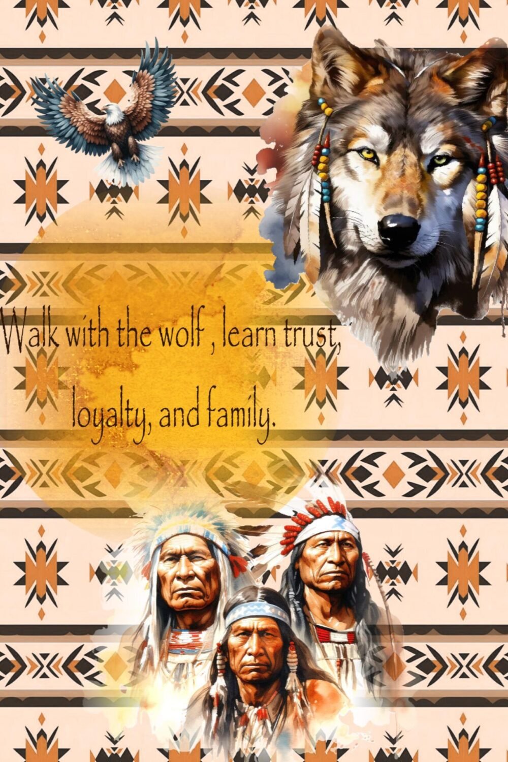 Walk with the Wolf Card – Heritage and Ancestry Greeting |  Wisdom, Family & Strength