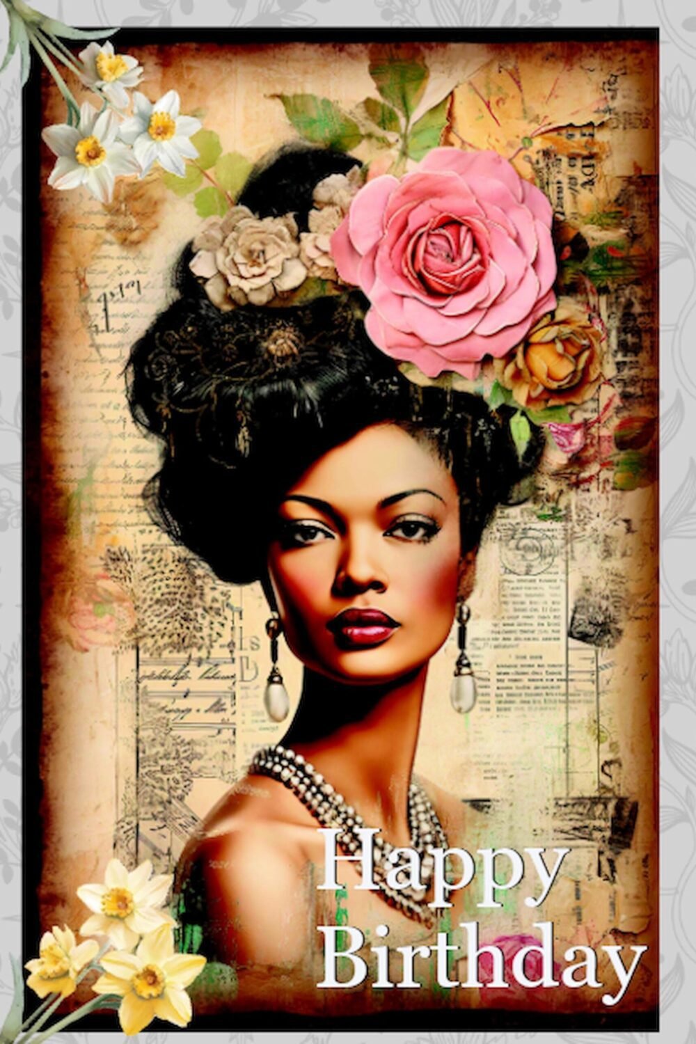 Elegant African American Birthday Card , Lady Art | Glamorous, Classy Greeting Card