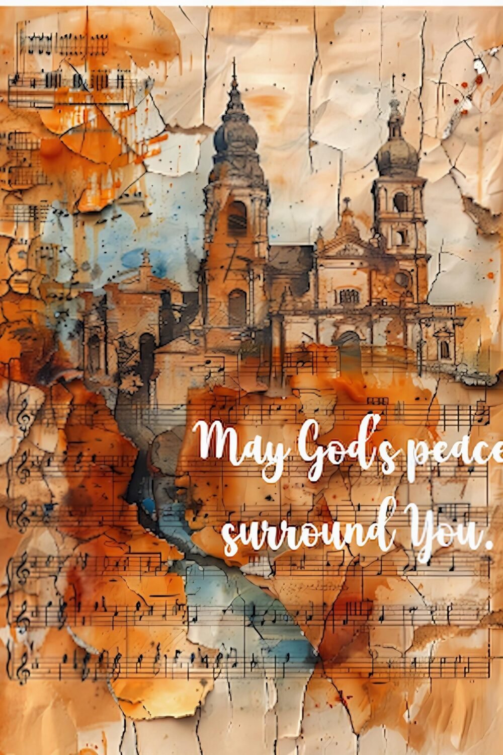 Faith Encouragement Card – Inspirational Church Art with Musical Notes | Religious Greeting