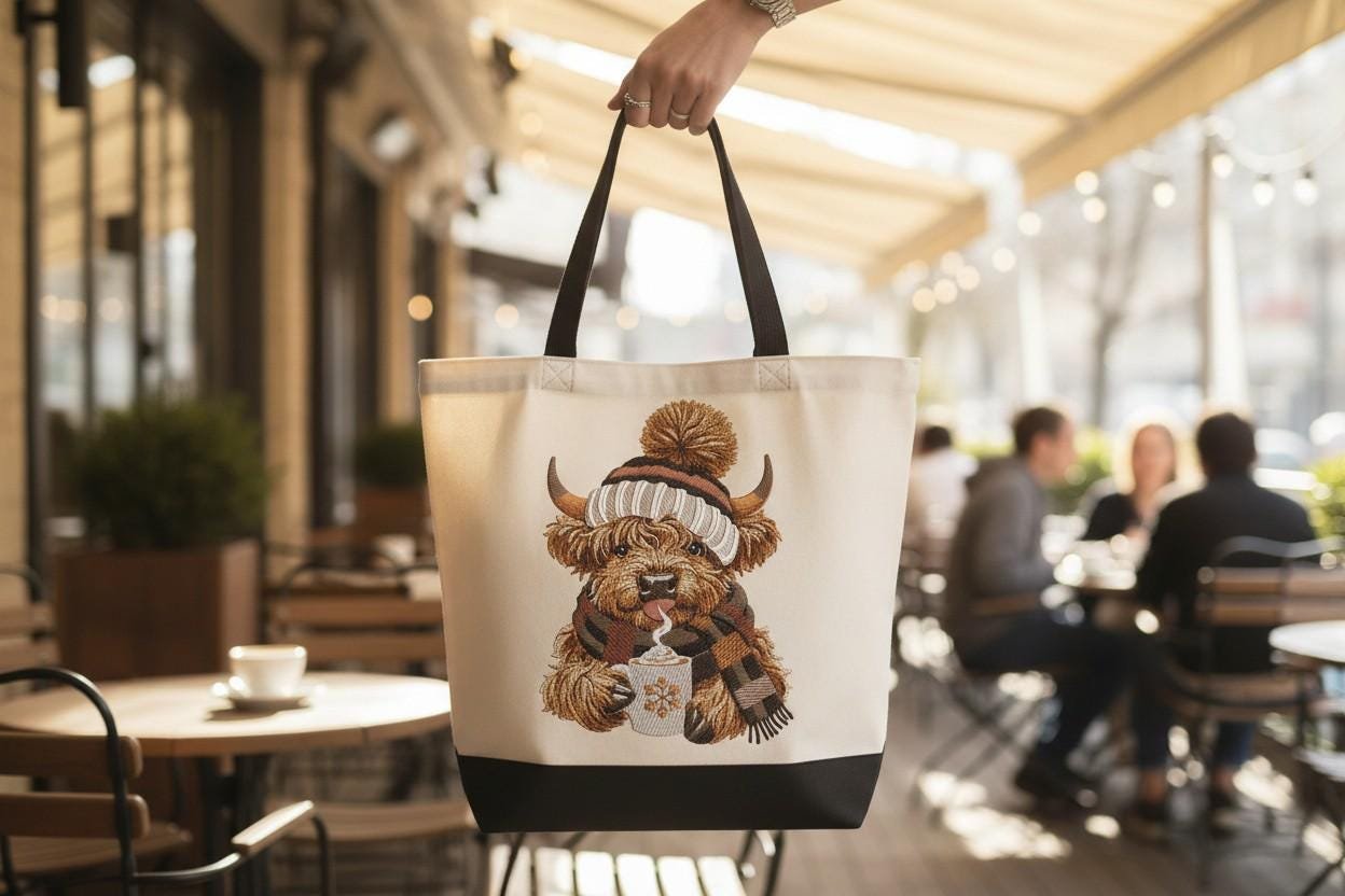 Highland Cow Tote Bag | Cute Tote | Cozy Animal Bag | Funny Cow Gift | Reusable Market Tote - Image 3