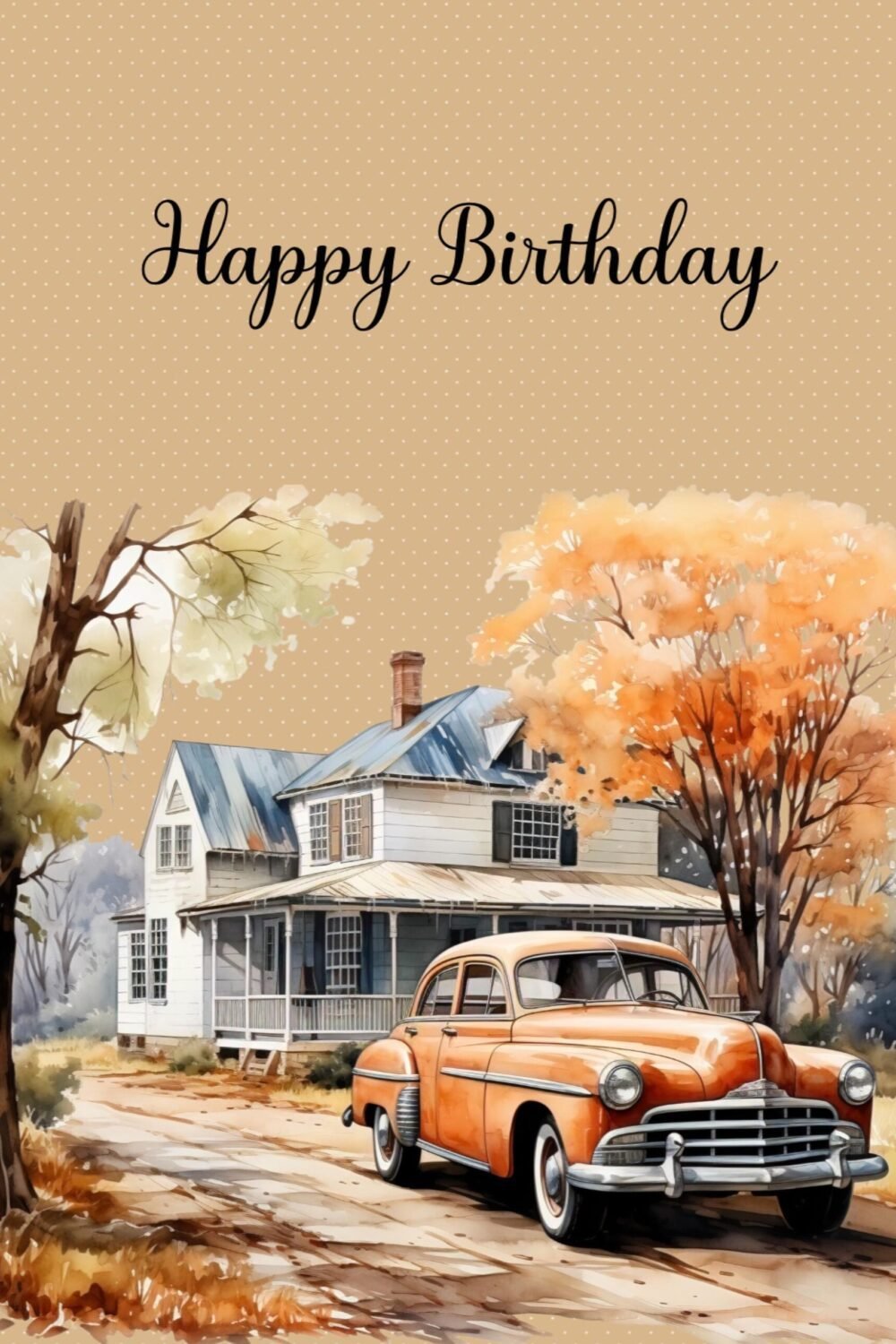 Artful Birthday Card for Him: Classic Farm Car Design