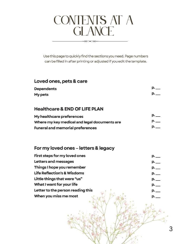 Peaceful Transitions End of Life Transition & Legacy Planner | Printable Final Wishes Organizer - Image 3