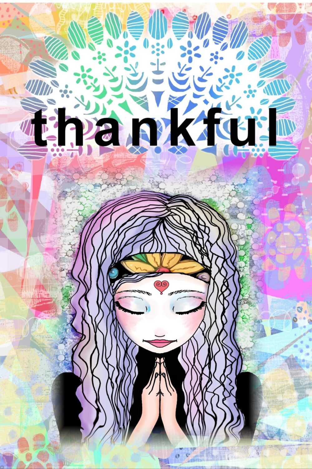 Thankful Art Card | Mindful Gratitude, Inspirational Design