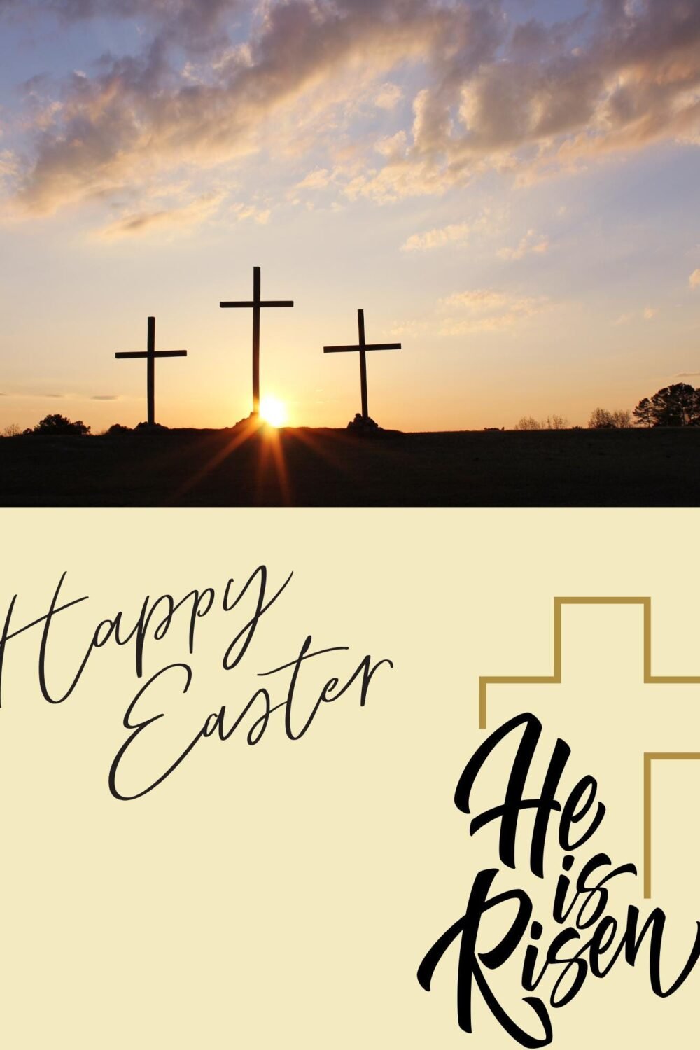 Christian Easter Card | He Is Risen Sunrise Cross Greeting