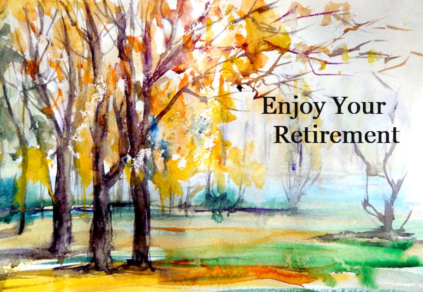 Watercolor Retirement Card | Elegant Nature Scene Greeting