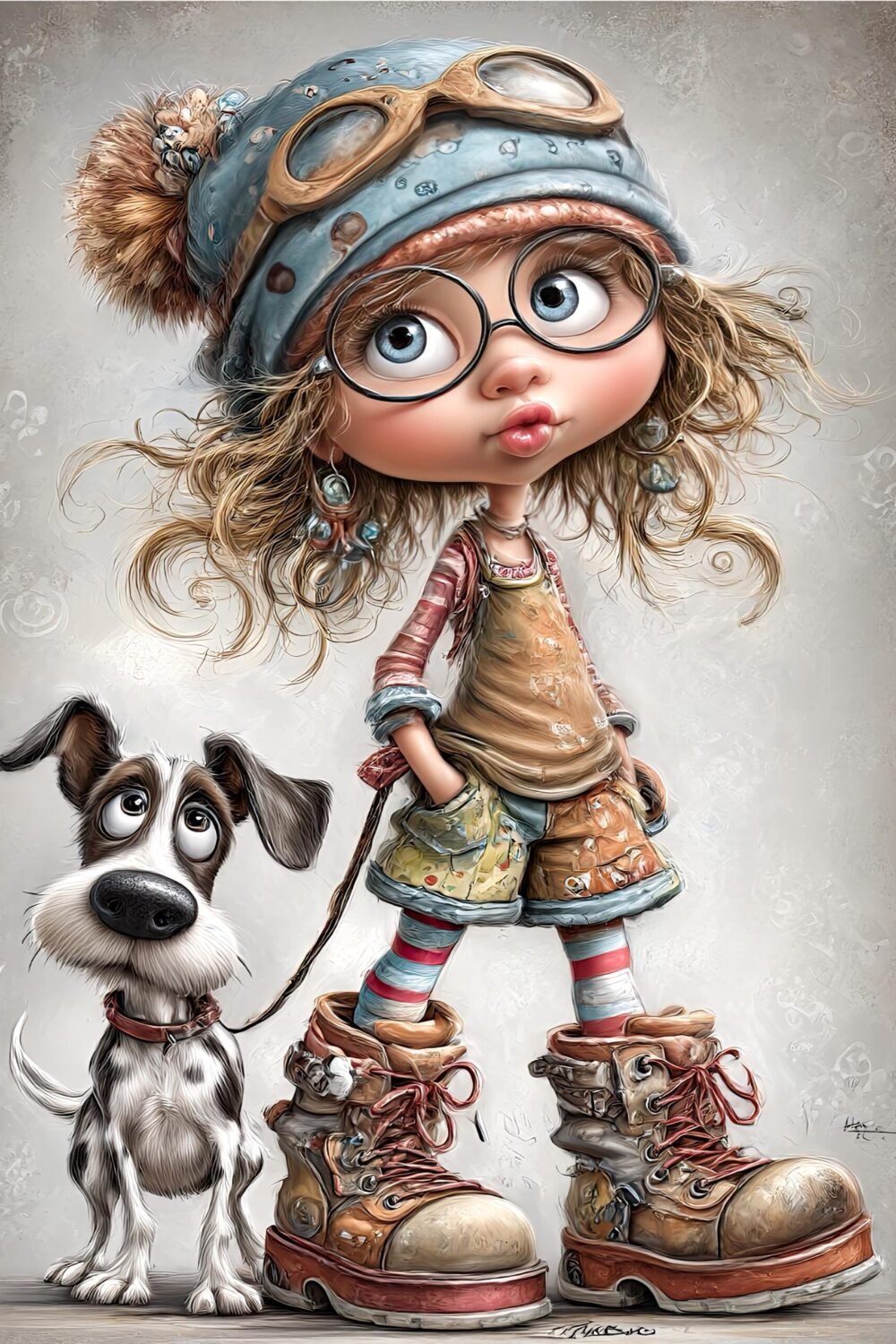 PuddleJump Pals Whimsical Girl Kitten Dog Greeting Cards | Birthday Friendship Encouragement Get Well