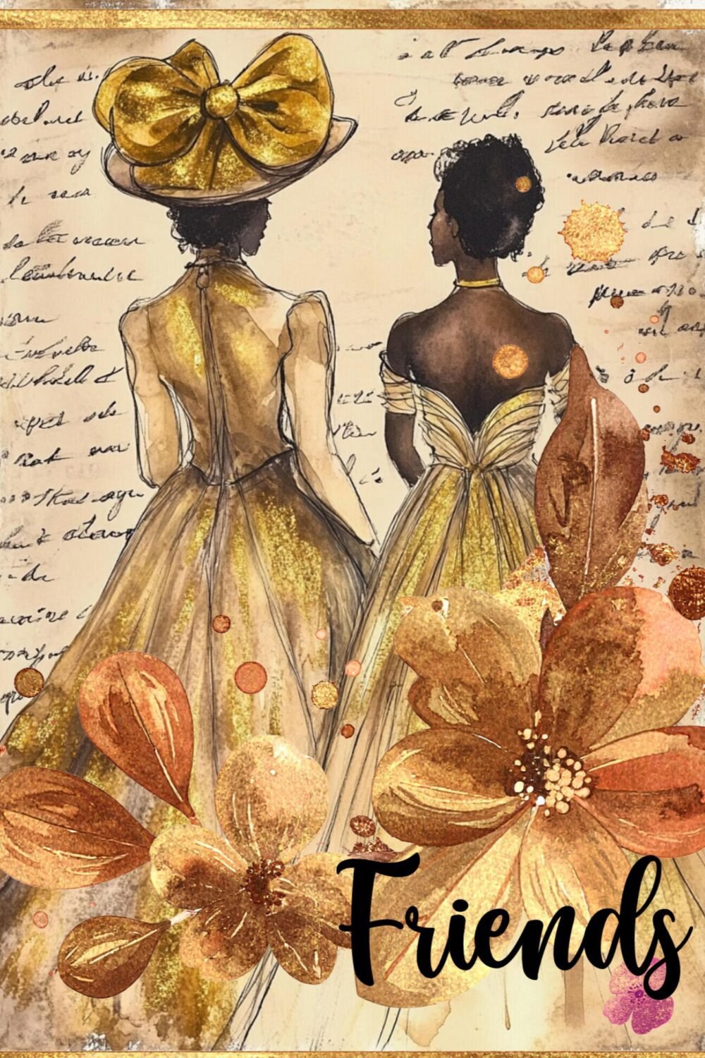 Afrocentric Friendship Card | Golden Heritage Collection, Black Woman Art (5x7)