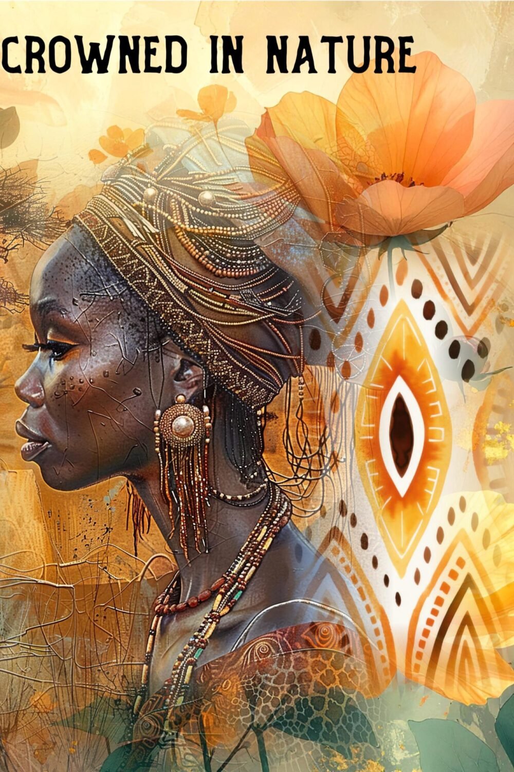 Afrocentric Greeting Card | Black Woman Art | African Queen Card | Golden Heritage Collection
