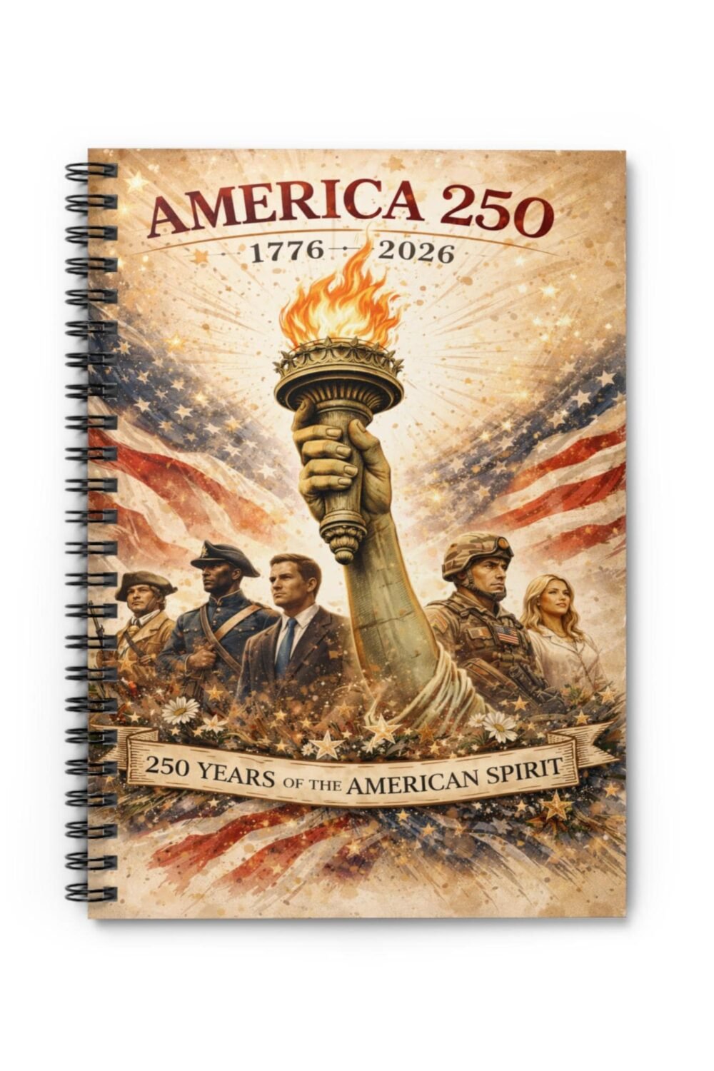 America 250 Patriotic Statue of Liberty Notebook | 1776-2026 Ruled Spiral Notebook