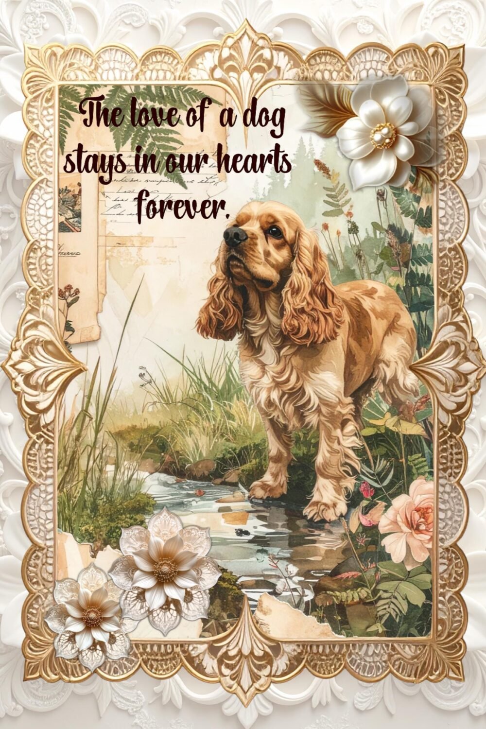 Dog Memorial Card, Pet Loss Sympathy, Rainbow Bridge Remembrance, Two Dogs Floral Friendship