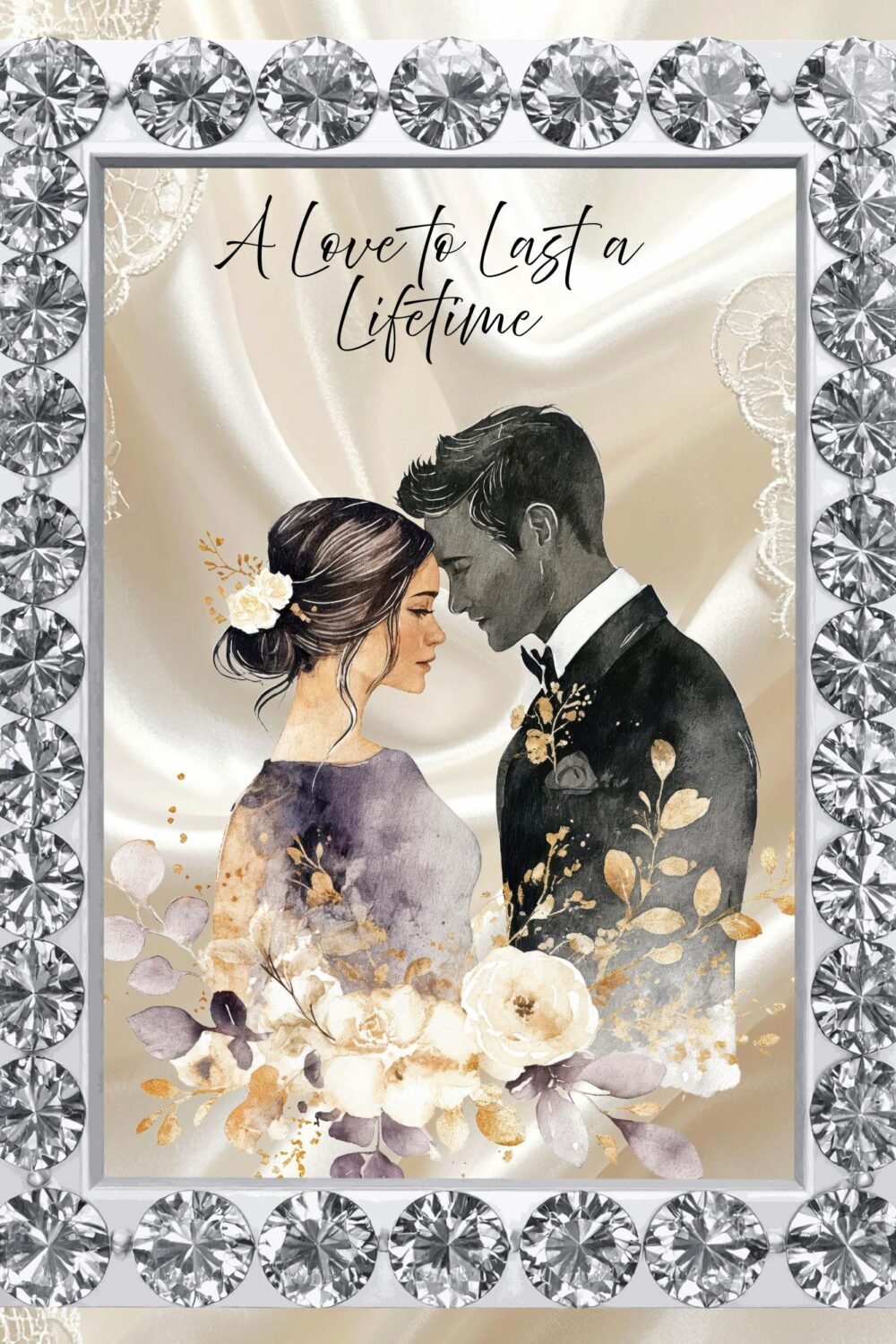 Elegant Floral Wedding Card, Romantic Couple Congratulations, Bride Gift